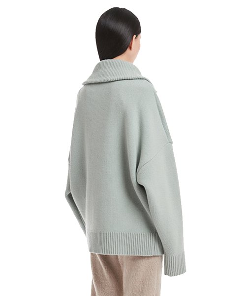 Mint Turtleneck Zip-Up Knit Cardigan