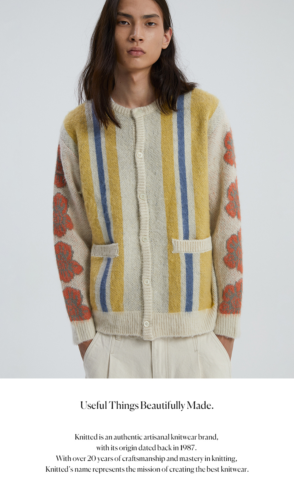 KnittedのBulky Brush Flower Cardigan 全2色 MUSINSA | KNITTED Bulky brush flower cardigan BLACK
