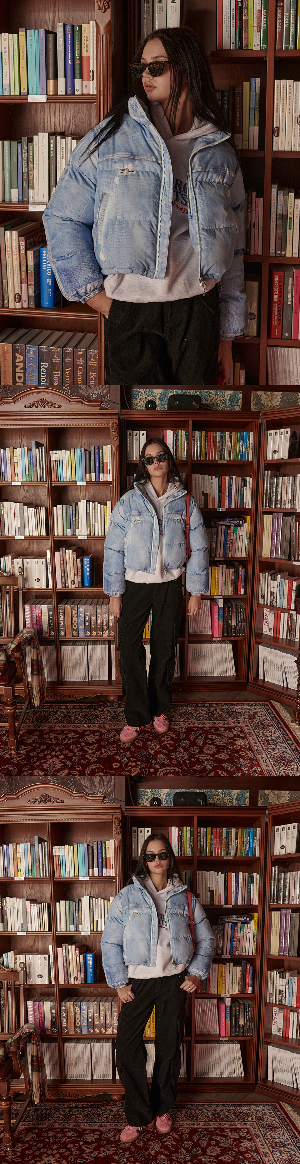 ★送料・関税込★BITTER CELLS★Denim Print Puffer Jacket★ MUSINSA | BITTERCELLS Denim Print Puffer Jacket - Blue