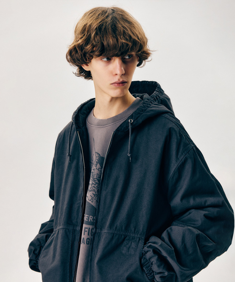Overdyed Hooded Work Jacket Pigment Black 상세 이미지 15