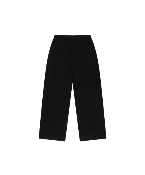 Stretched Knee Slit Cargo Pants (Black)