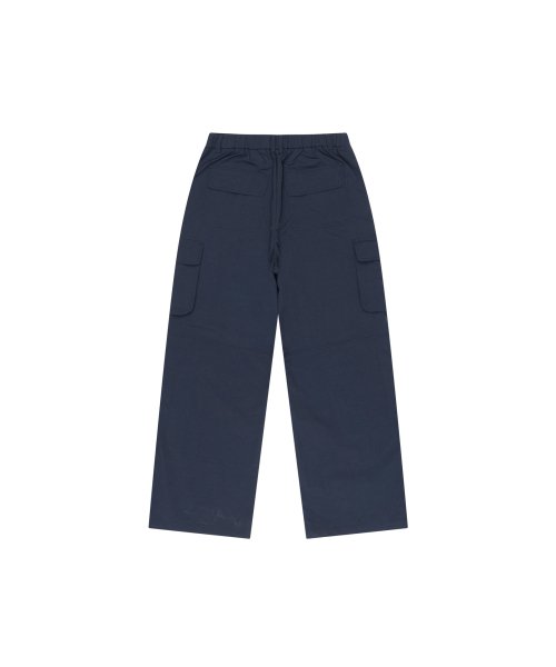 Stretched Knee Slit Cargo Pants (Navy)