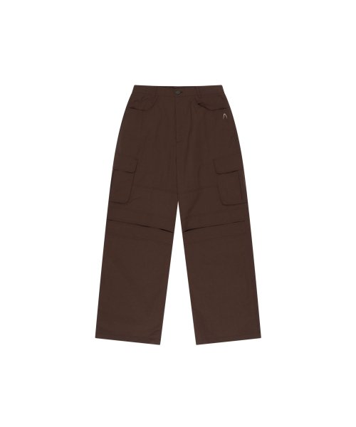 Stretched Knee Slit Cargo Pants (Brown)
