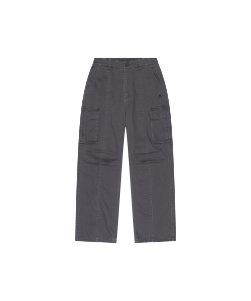Washed Semi Wide Cargo Pants (Gray)