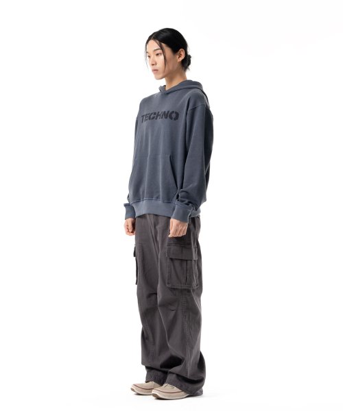 Washed Semi Wide Cargo Pants (Gray)