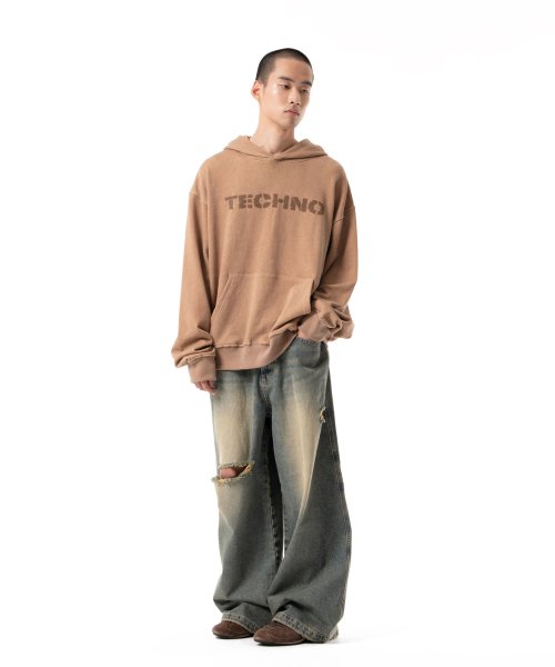 Techno Printed Hoodie (Brown)