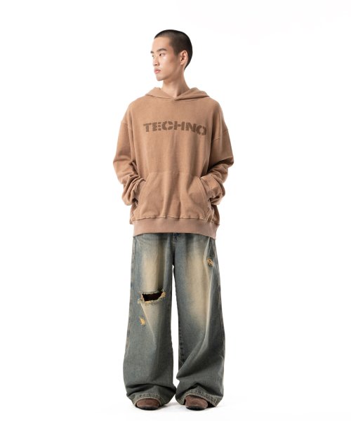 Techno Printed Hoodie (Brown)