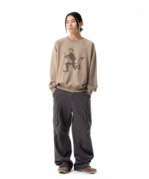 Devil Printed Raglan Sweatshirt (Beige)