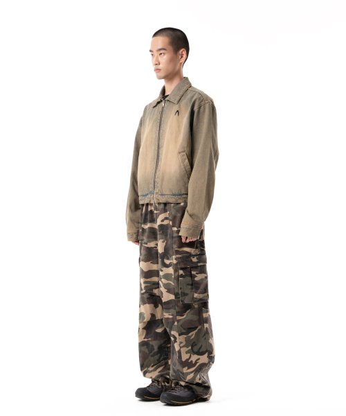 Washed Zip-up Denim Jacket (Desert Sand)