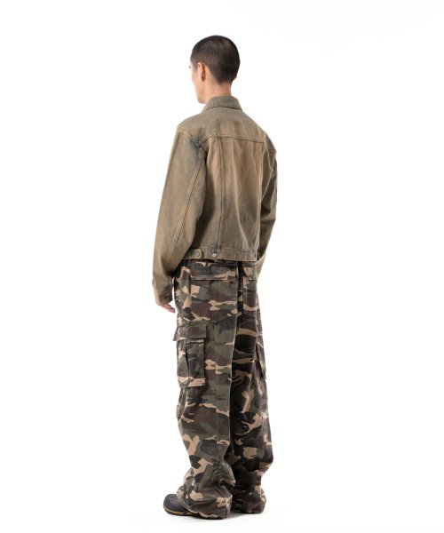 Washed Zip-up Denim Jacket (Desert Sand)