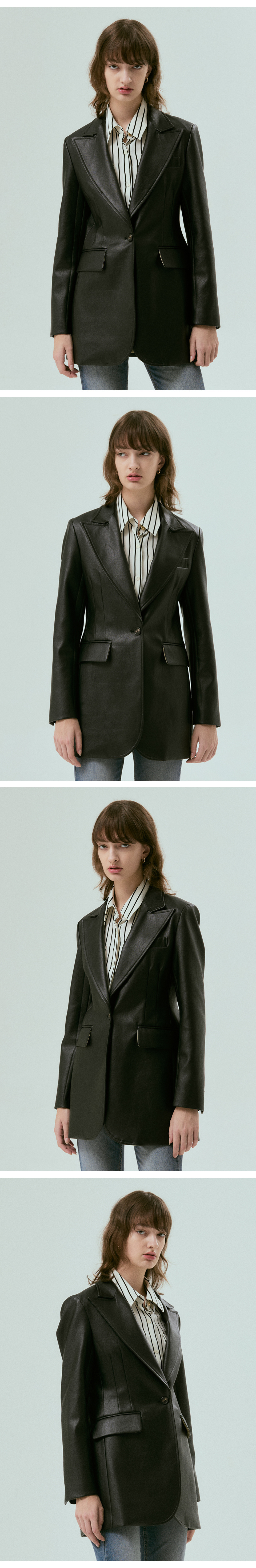 MUSINSA | SILN Eco leather single jacket (BLACK) MUSINSA | SILN Eco leather single jacket (BLACK)