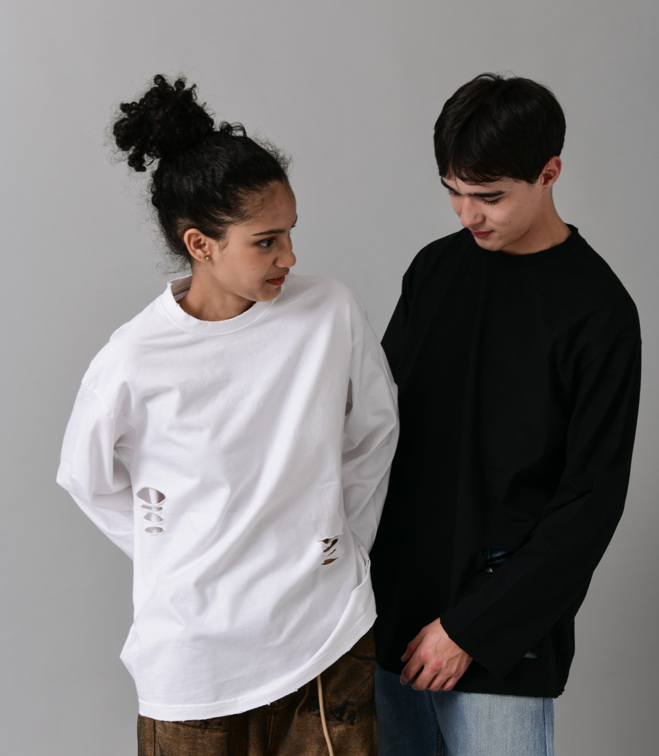 바쥬비쥬(BAJOO BIJOO) Damage Long Sleeves [White] - 사이즈 & 후기 | 무신사