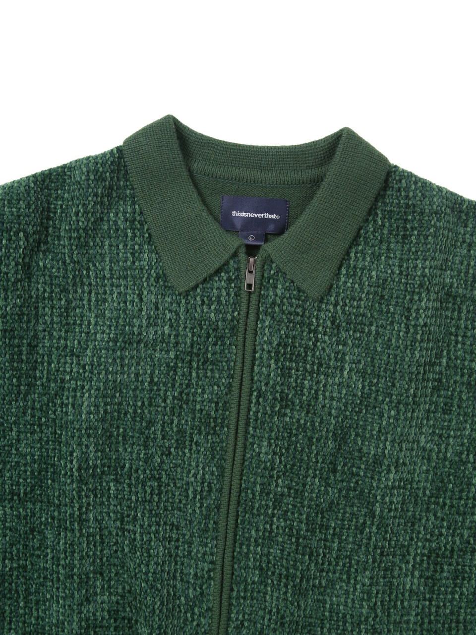 MUSINSA | thisisneverthat® Velvet Knit Zip Polo Green
