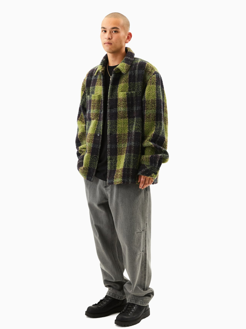 MUSINSA公式 | thisisneverthat® Boucle Check Shirt Olive