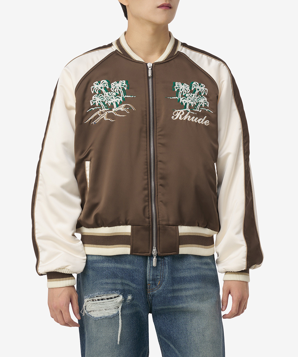 MUSINSA | RHUDE Crepe Satin Souvenir Jacket - Brown:Cream