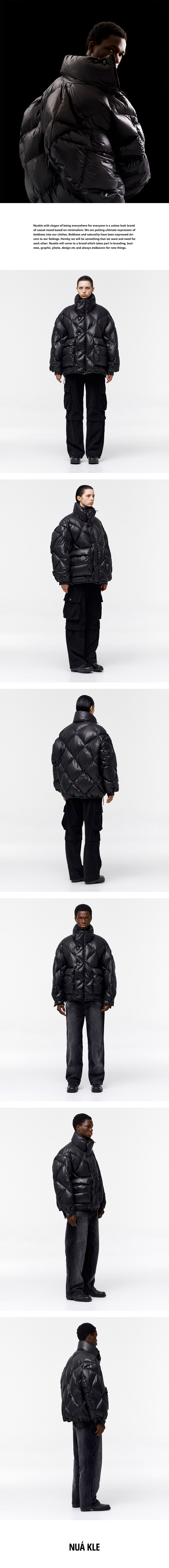 누아클레(NUAKLE) 유니섹스 덕다운 푸퍼 패딩 점퍼_블랙