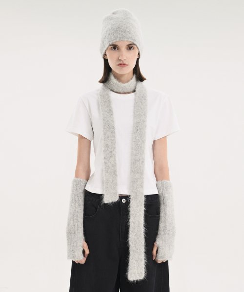 Alpaca Knit Hand Warmer, Light Grey