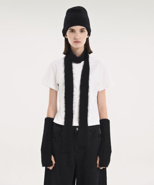 Alpaca Skinny Muffler, Black