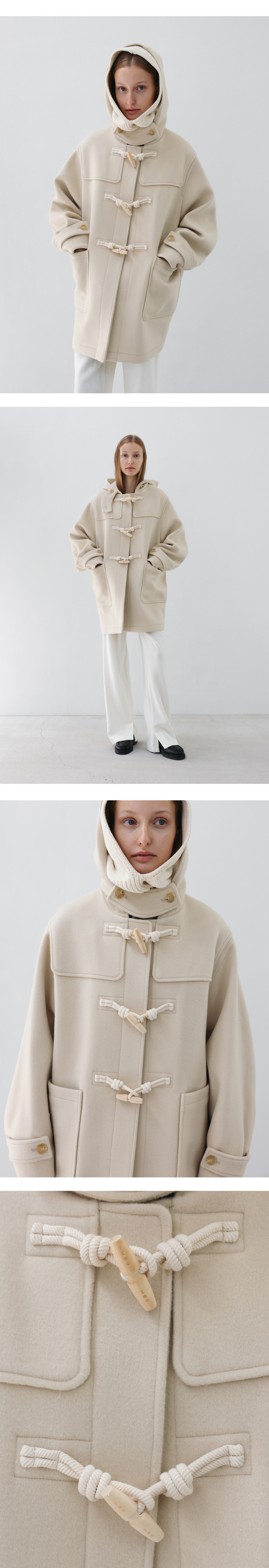 지비에이치 어패럴(GBH APPAREL) 23WI HALF DUFFLE COAT LIGHT BEIGE