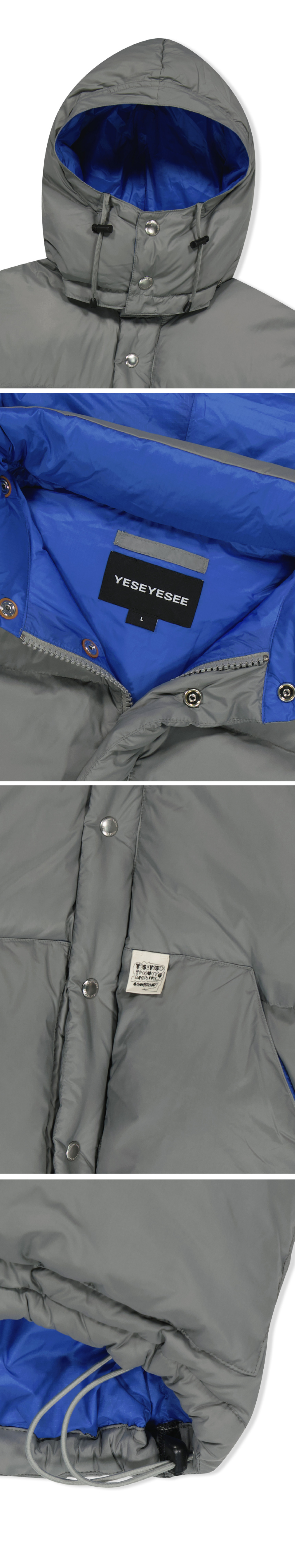 예스아이씨(YESEYESEE) Hooded Down Jacket Grey - 사이즈