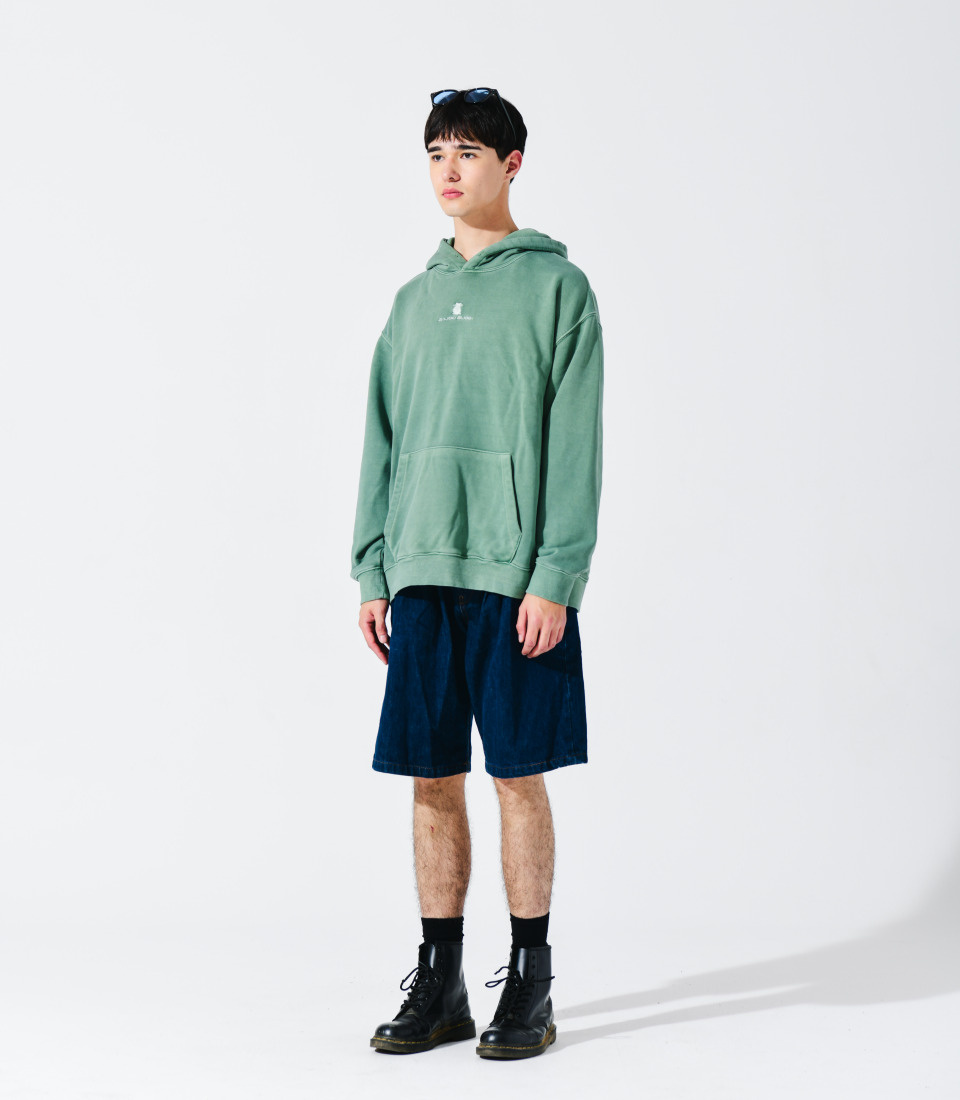 바쥬비쥬(BAJOO BIJOO) Cat Logo Embroidery Pigment Hoodie [Green] - 사이즈 & 후기 ...