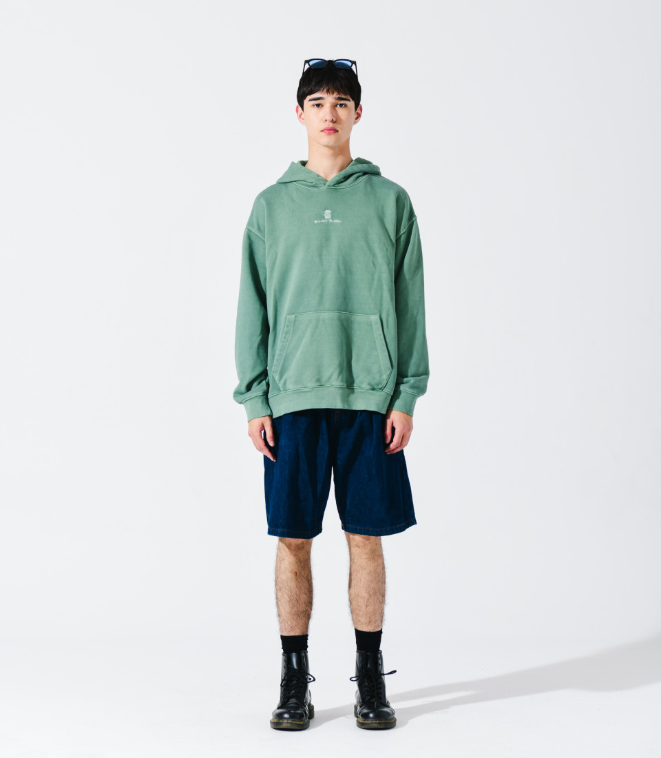 바쥬비쥬(BAJOO BIJOO) Cat Logo Embroidery Pigment Hoodie [Green] - 사이즈 & 후기 ...