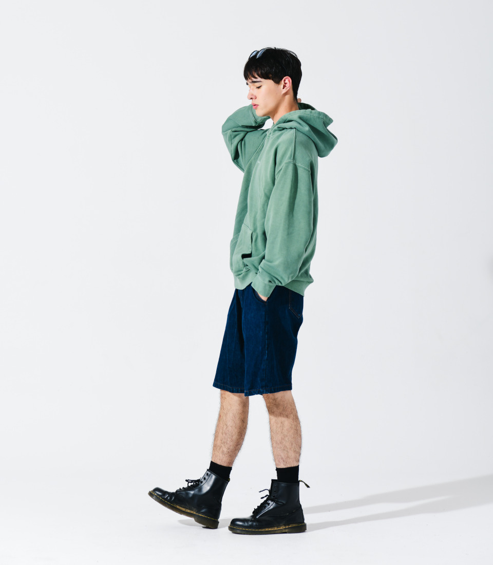 바쥬비쥬(BAJOO BIJOO) Cat Logo Embroidery Pigment Hoodie [Green] - 사이즈 & 후기 ...
