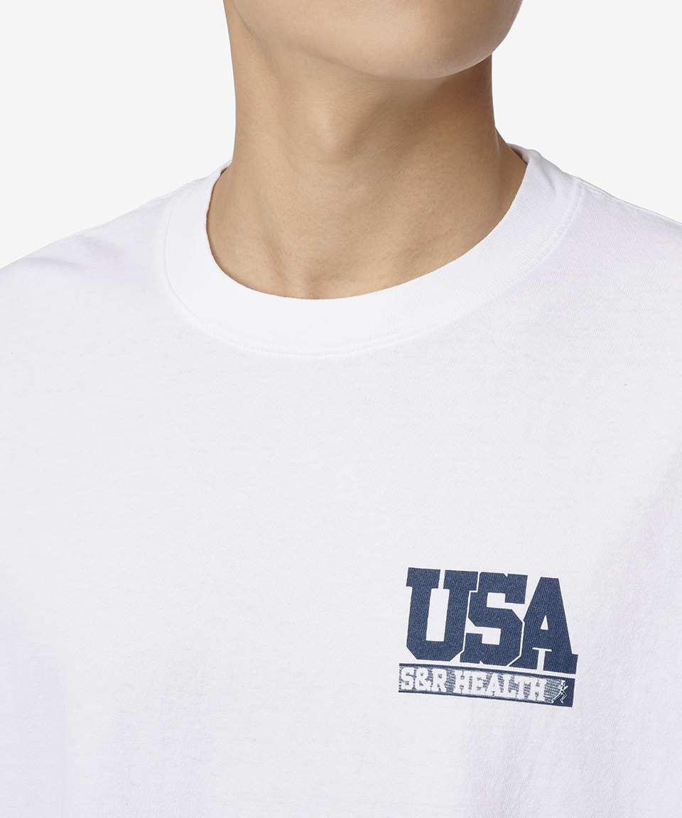 ★Sporty & Rich★ Team USA Short Sleeve T-Shirt White TS883W Sporty & Rich Team USA T-Shirt White/Navy - Curated Menswear