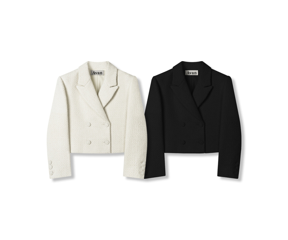 ジャケット AVANDRESS Daphne Tweed Double Button Crop Jacket BLACK MUSINSA | AVANDRESS Daphne Tweed Double Button Crop Jacket BLACK