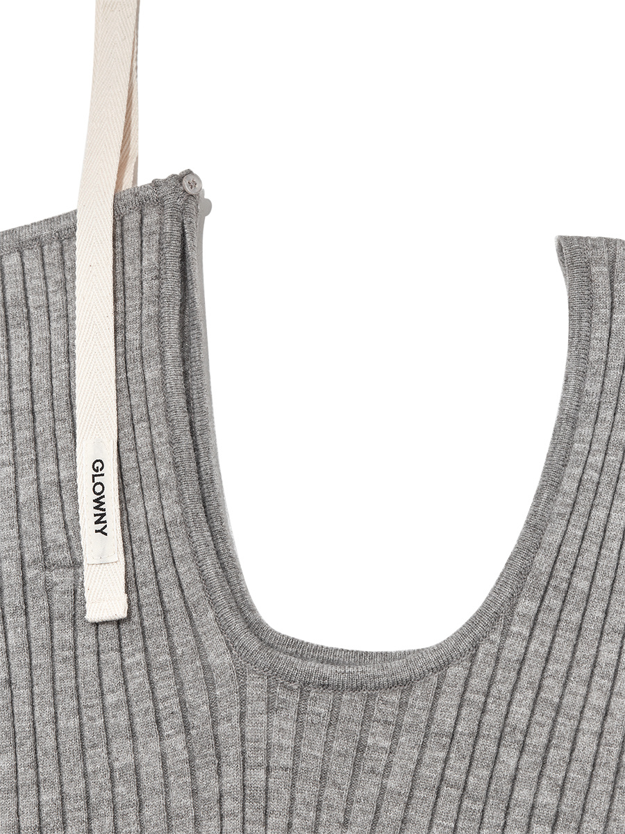 MUSINSA | GLOWNY ISA ASYMMETRICAL KNIT TOP (GRAY)