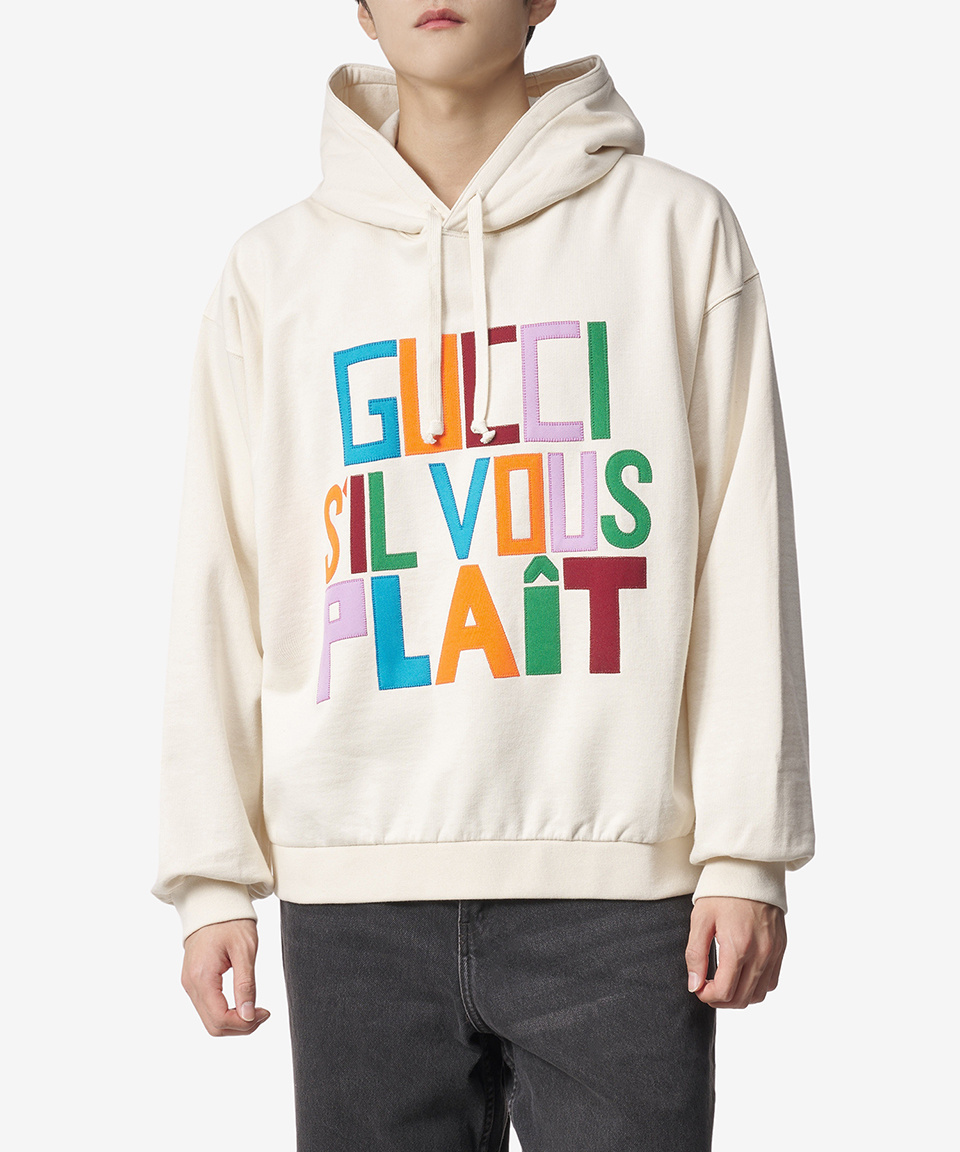 MUSINSA | GUCCI Logo Patch Felt Hood - Ivory / 721427XJFFW9162
