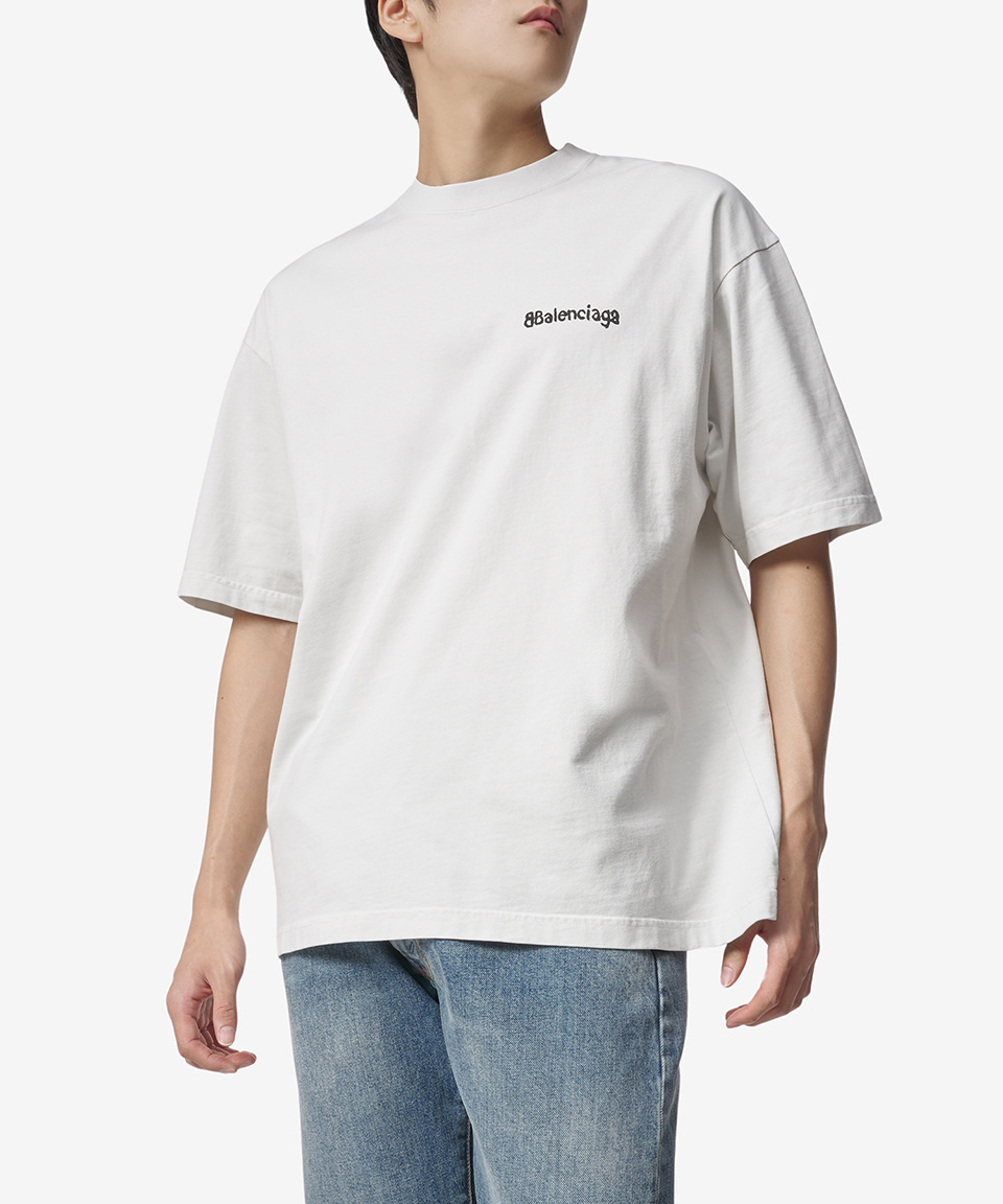 MUSINSA公式 | BALENCIAGA Oversize Logo Print Short-sleeved T