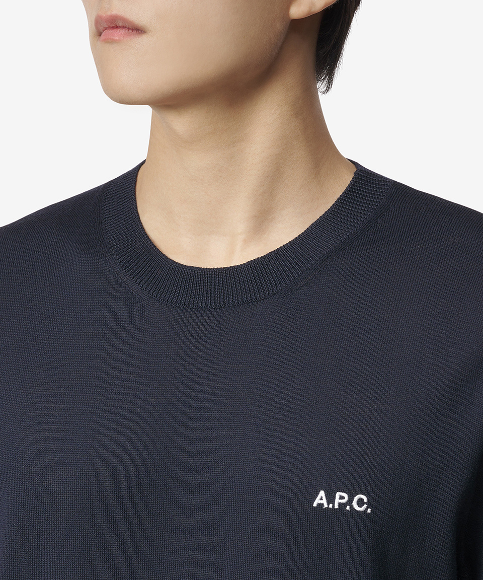 MUSINSA | A.P.C. AXEL Logo Crew Neck Knitwear - Black