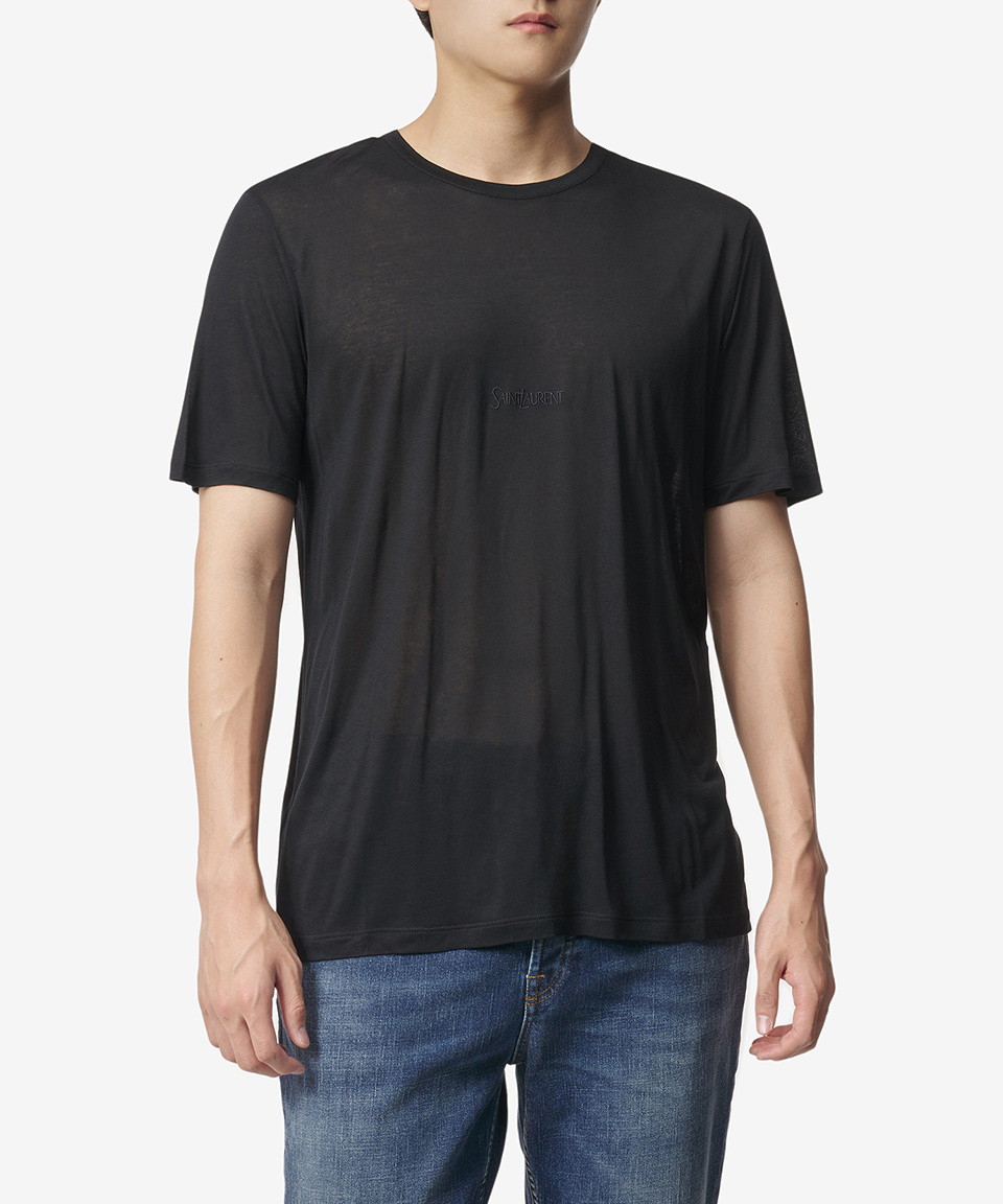 MUSINSA | SAINT LAURENT Logo Short-Sleeved T-Shirt - Black