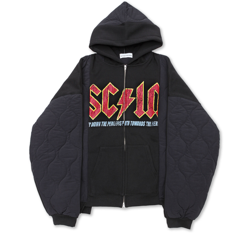 SCHISM INDUCING ■ FAKE REWORKED ZIP UP HOODIE フーディ X INSANE GARAGE) FAKE REWORKED ZIP UP HOODIE CHARCOAL