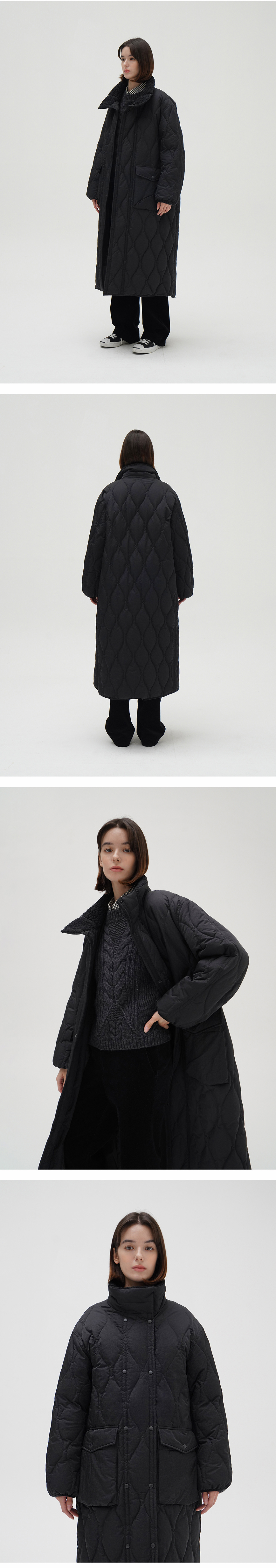 르바(LEVAR) Stitch Duck Down Coat - Black