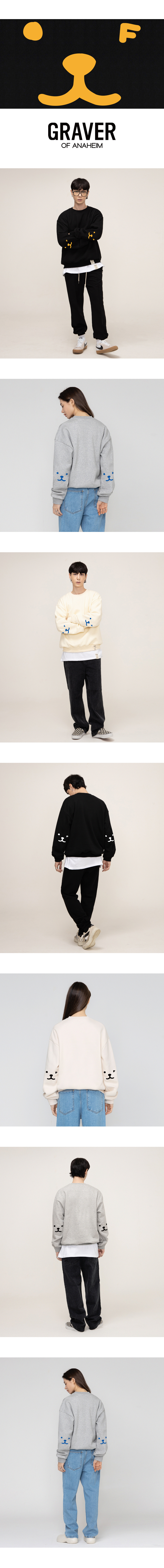 [GRAVER]★ELBOW PUPPY FACE SMILE SWEATSHIRT MUSINSA | GRAVER [UNISEX]Elbow Puppy Face Smile