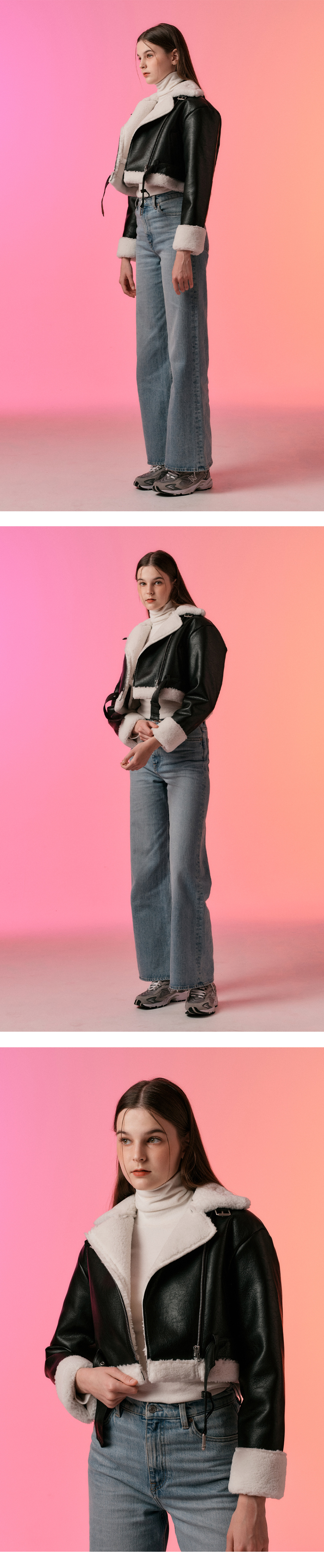 フリースジャケット WOMEN Crack Crop Dumble Mustang Fleece Jacket Black_White MUSINSA | KOLEAT [Belt detachable] WOMEN Crack Crop Dumble