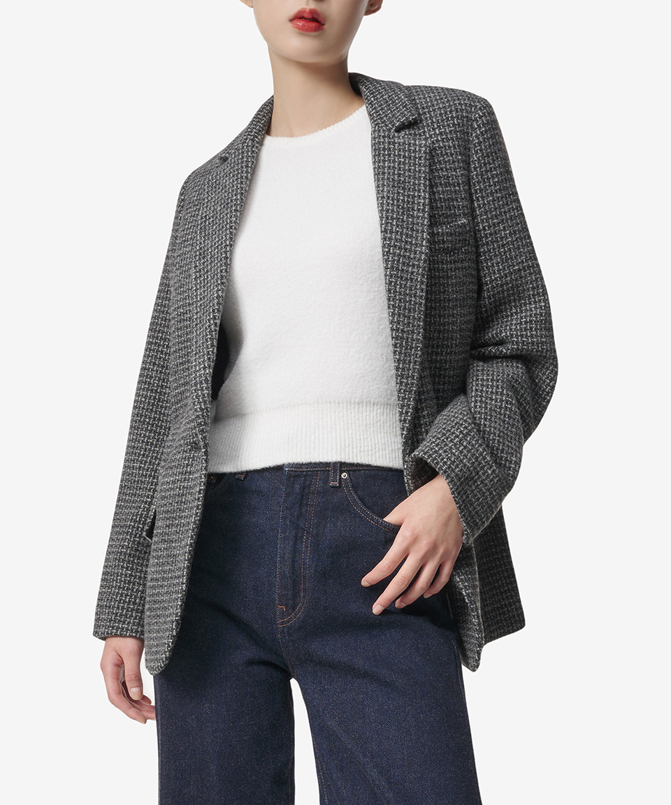 スーツ Isabel Marant Charlene Check Wool Single Jacket Gray VE0086F MUSINSA | ISABEL MARANT Charlene Checkered Wool Single