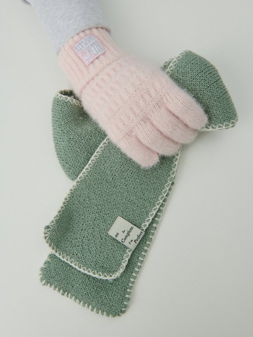 Z Stitch Knit Muffler (Mint)