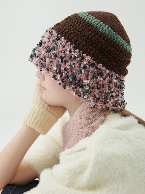Fluffy Ring Crochet Hat (Brown)