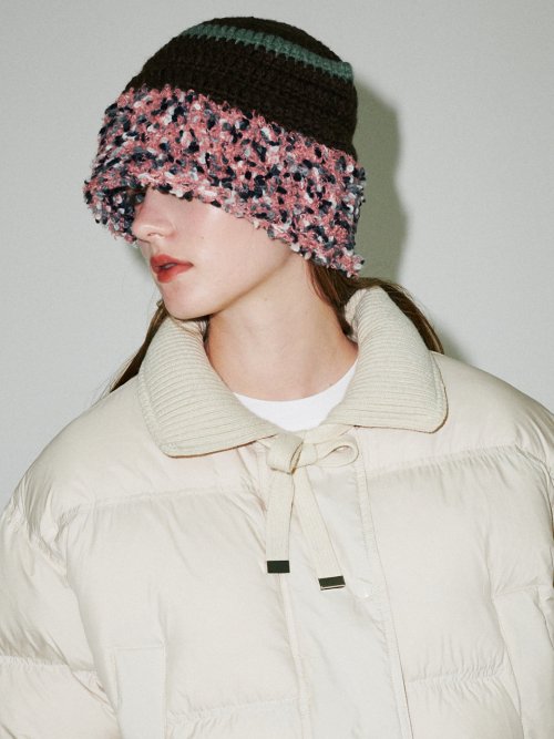 Fluffy Ring Crochet Hat (Brown)