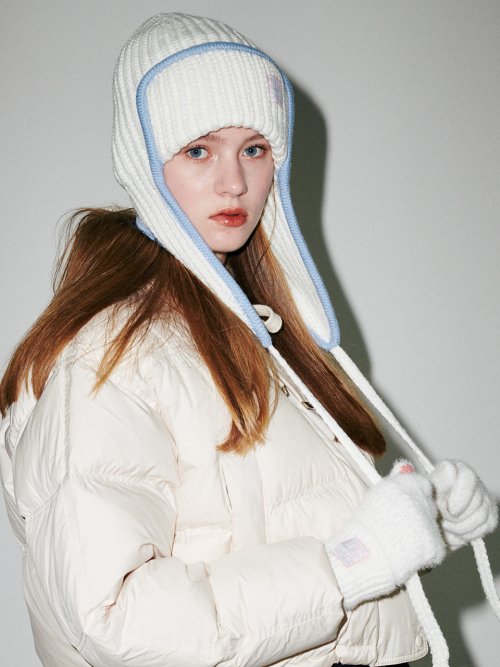 Edge Ear Flap Beanie (Cream)