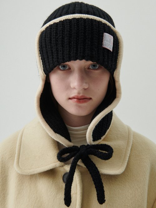 Edge Ear Flap Beanie (Black)