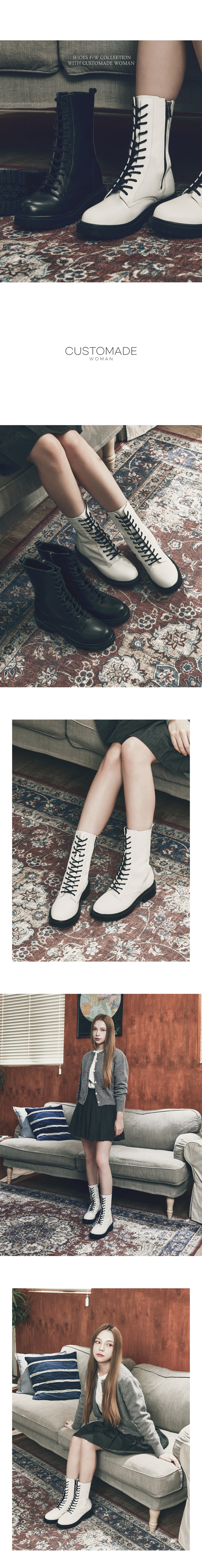 LACE-UP LONG WALKER BOOTS TANIA WHITE