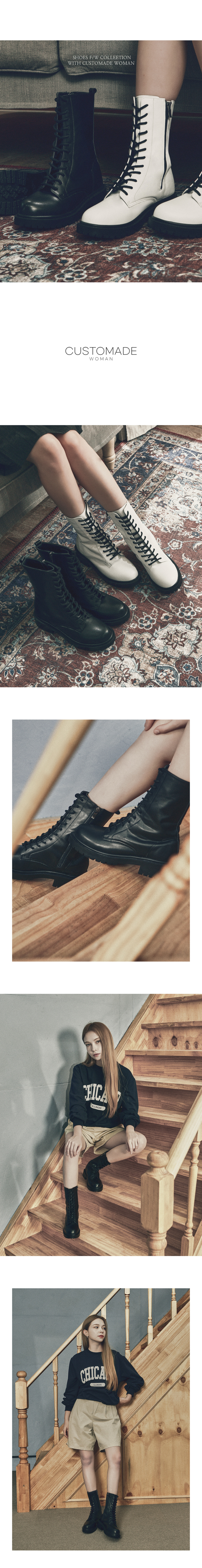 LACE-UP LONG WALKER BOOTS TANIA BLACK