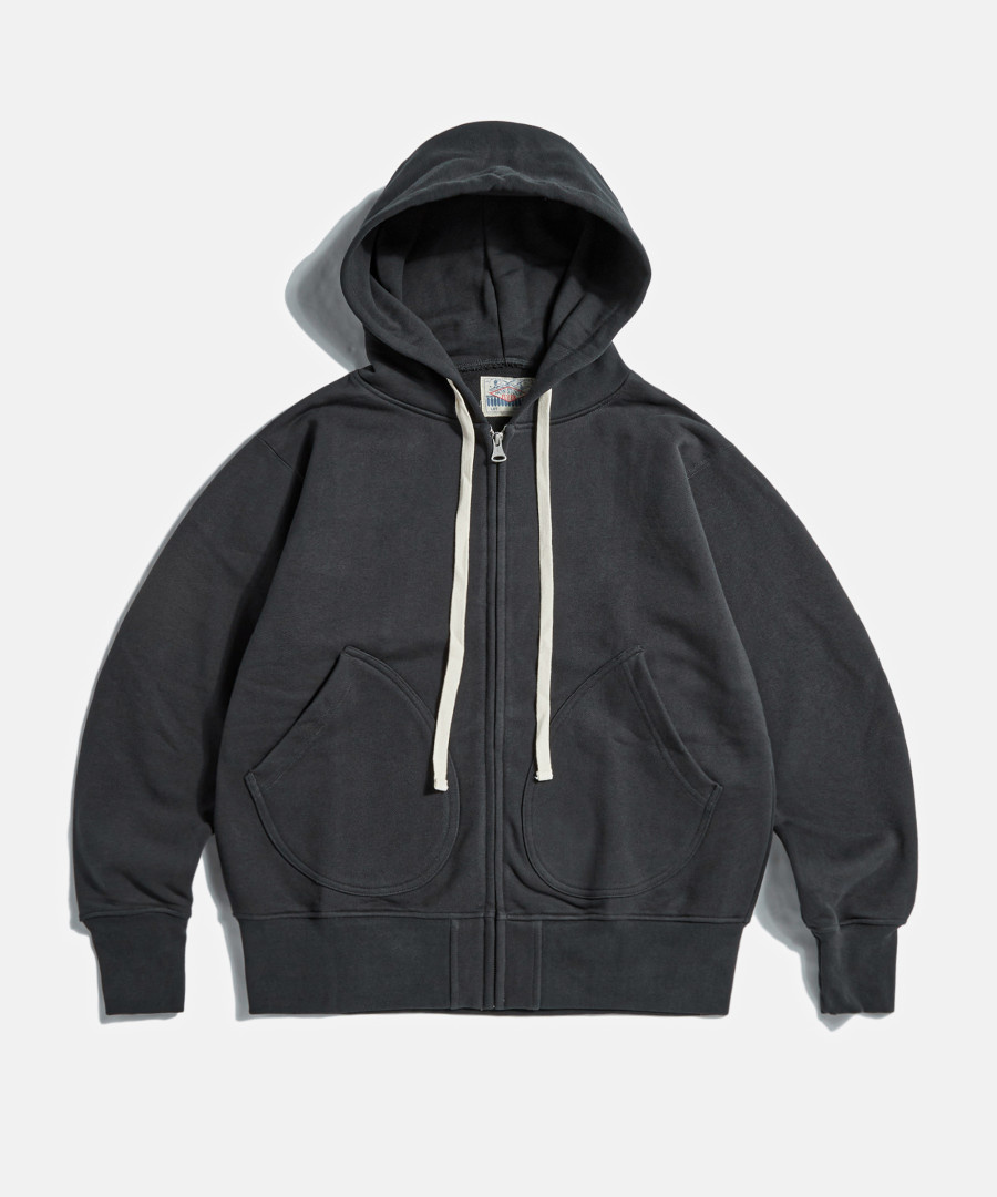 17.5 oz Terry Cloth 2Way Zip-Up Hoodie Kr Ver. Black 상세 이미지 3