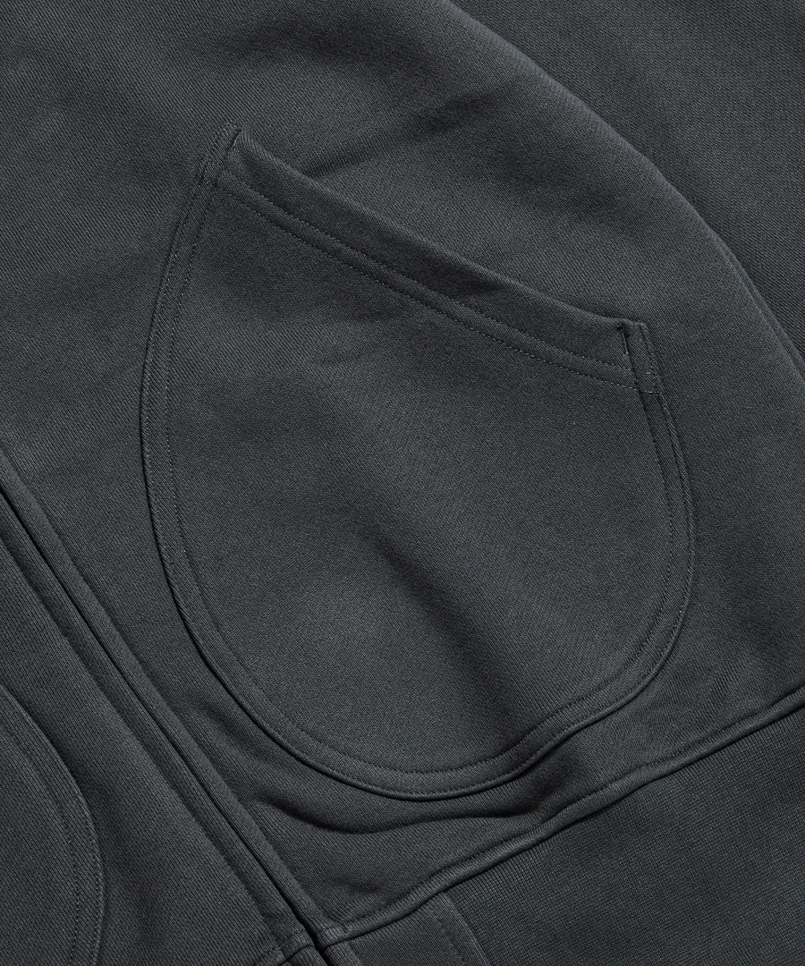 17.5 oz Terry Cloth 2Way Zip-Up Hoodie Kr Ver. Black 상세 이미지 6