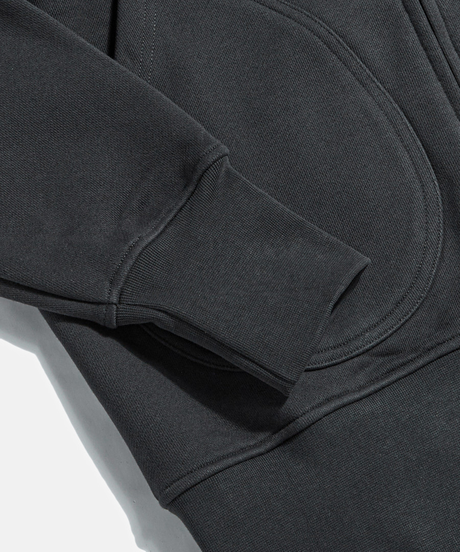 17.5 oz Terry Cloth 2Way Zip-Up Hoodie Kr Ver. Black 상세 이미지 7