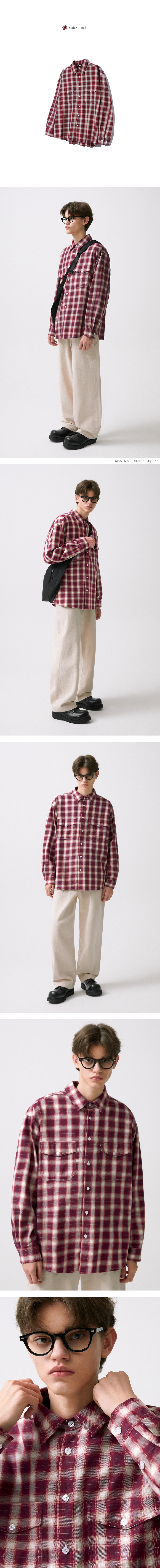 aespa カリナ 着用/TWO POCKET OMBRE PLAID CHECK SHIRTS TRILLION) KARINA同款！TWO POCKET OMBRE PLAID CHECK SHIRT